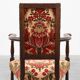 Antique oak Louis XIII style chair with floral upholstery, France ca. 1890