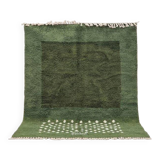 Traditional handwoven green Moroccan wool rug