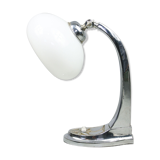 Mid-century flower chrome and opaline table lamp