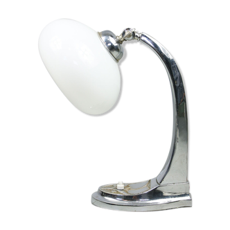 Mid-century flower chrome and opaline table lamp