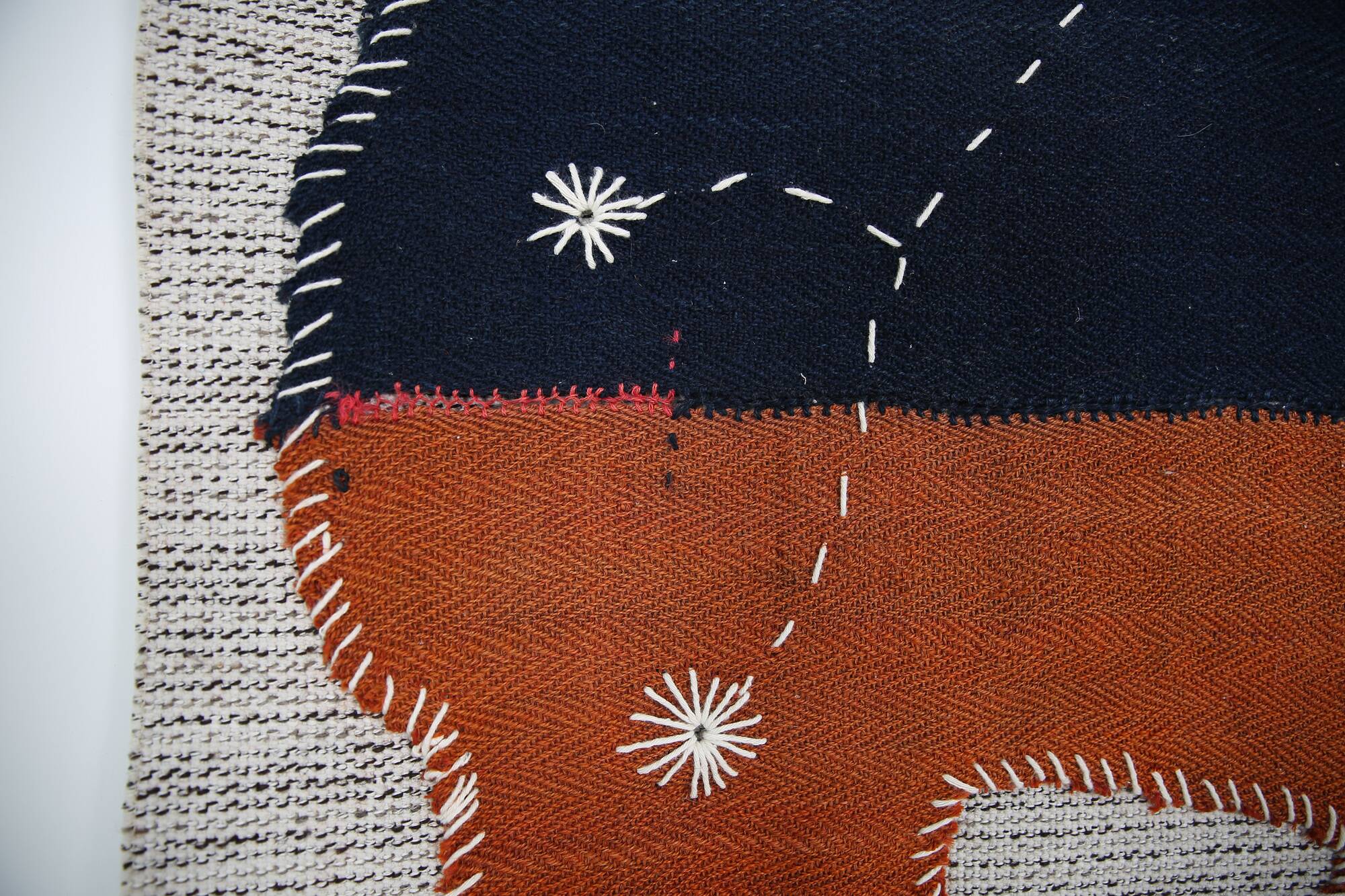 Navy Blue Hand Woven Wool Wall Hanging Tapestry Rug, 105x135 Cm