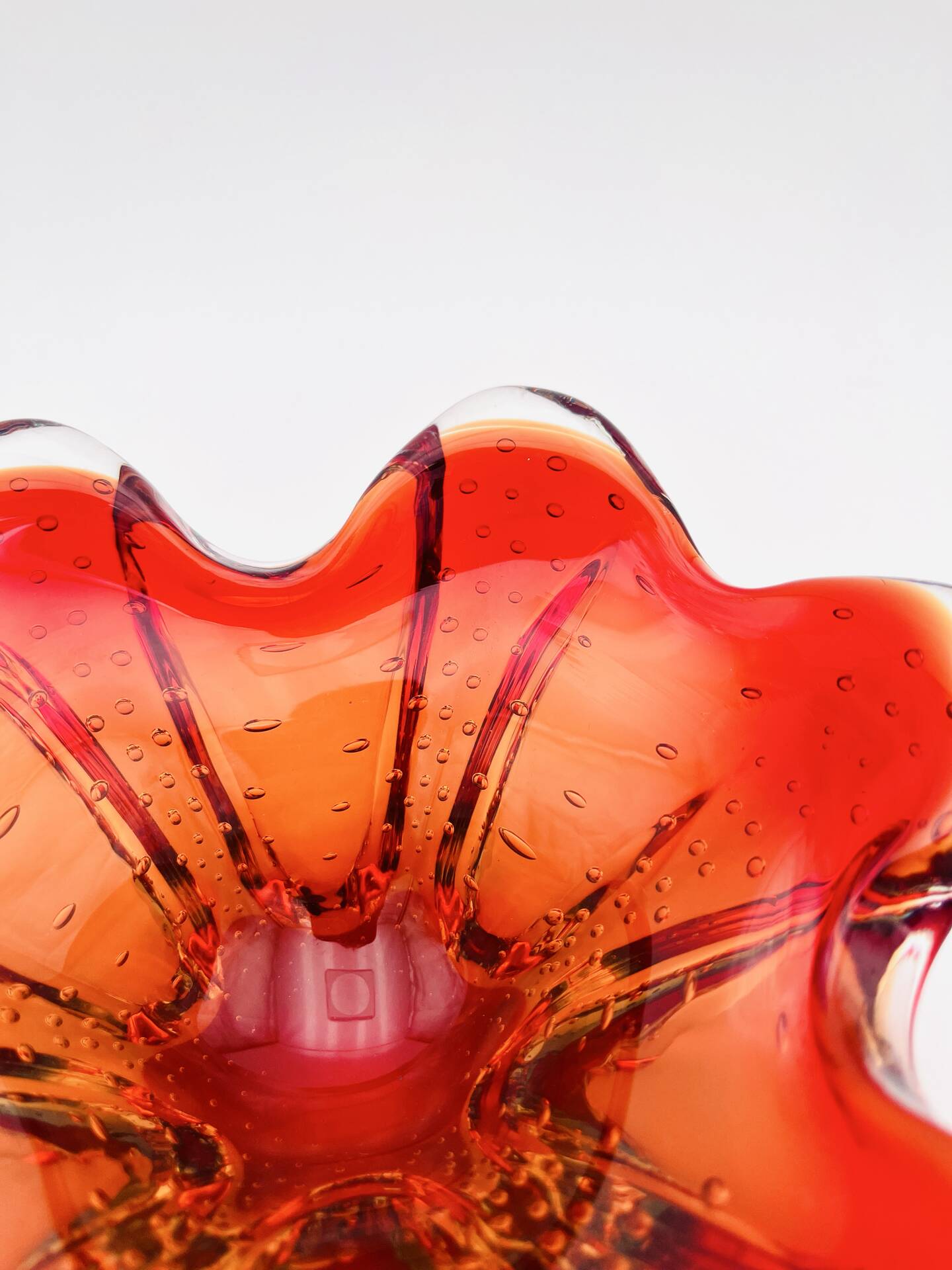Murano Ashtray - Archimede Seguso - Bullicante - Red Blue Sommerso