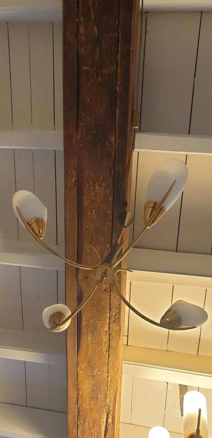 Four-light opaline chandelier