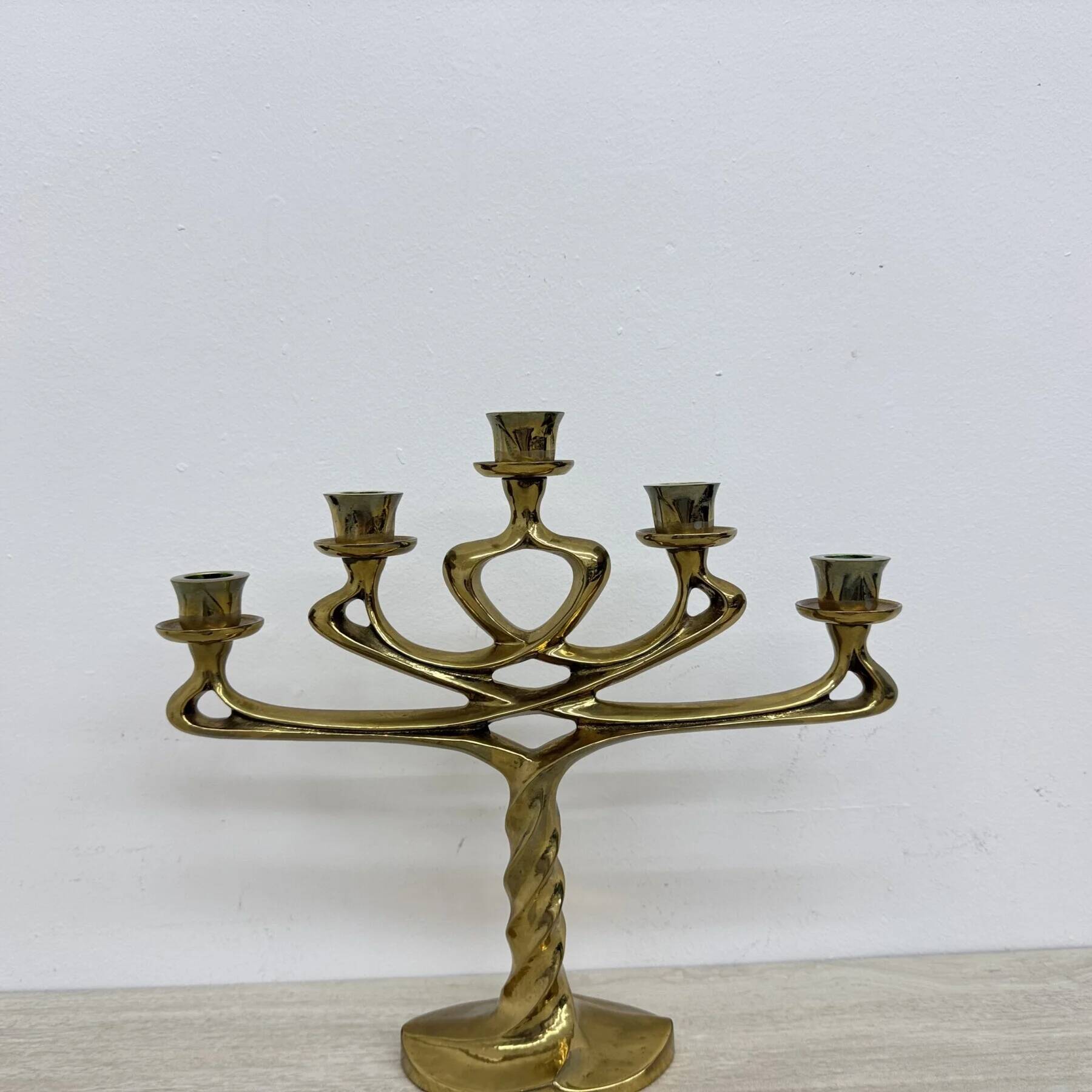 Mid-century large brutalist solid bronze candleholder, 1970s