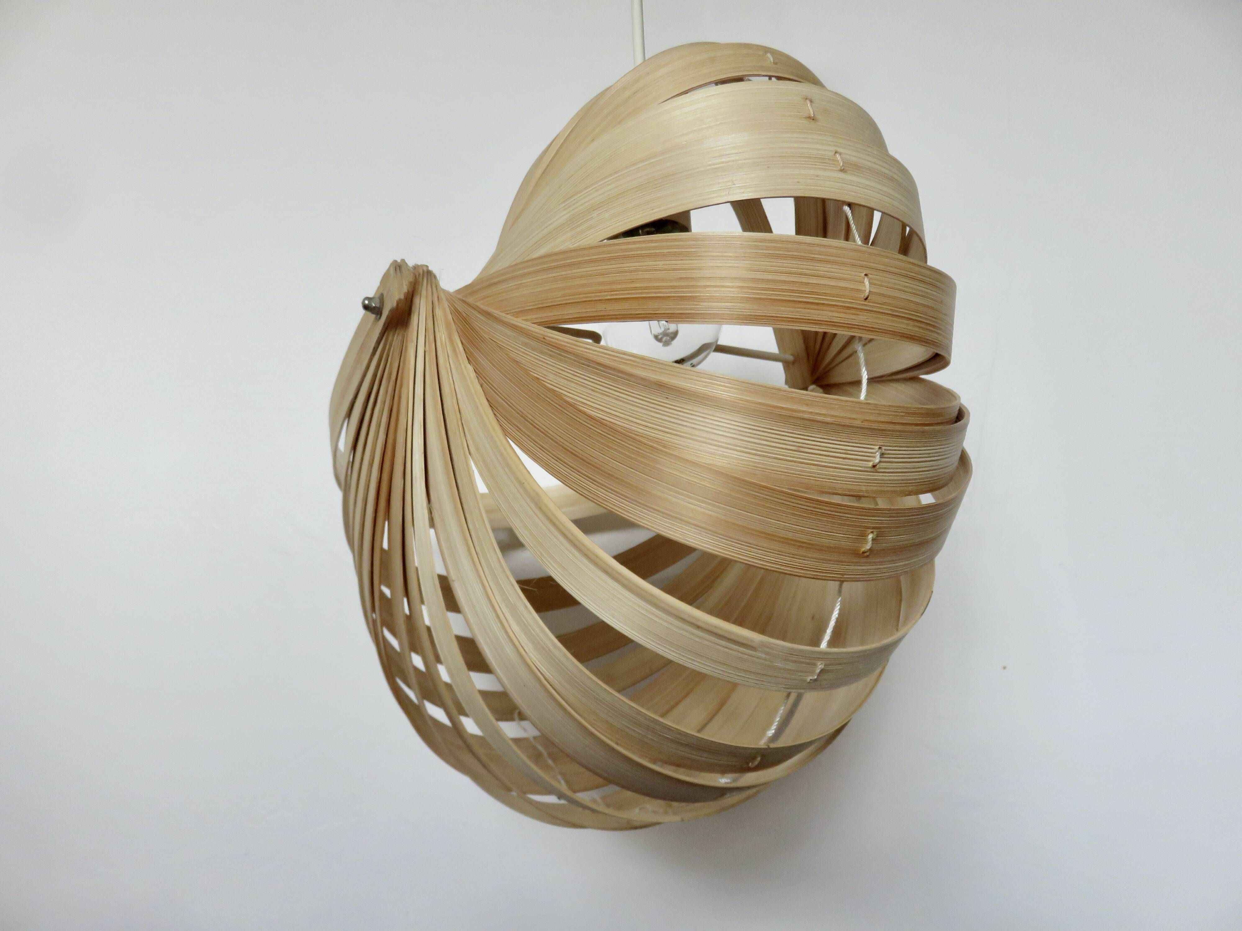 Scandinavian pendant light made of birch slats, 1990s