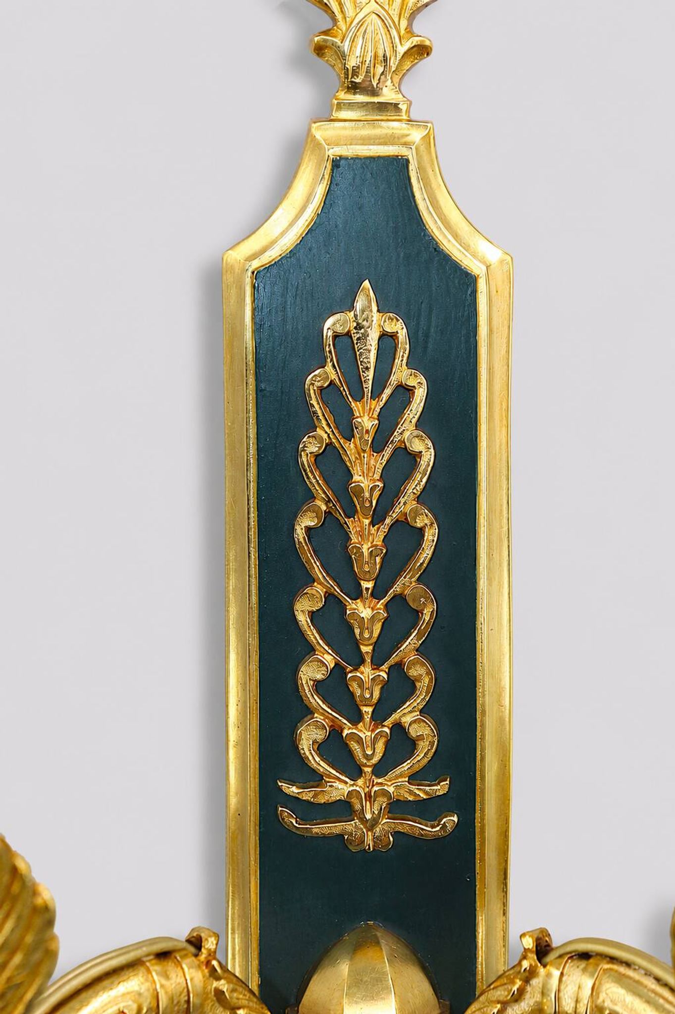 Pair of Gilded Bronze Wall Lights in Empire Style with Two Lights by Lucien Gau