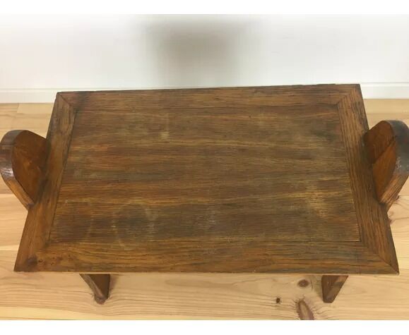 Mid-century solid wood compass side table