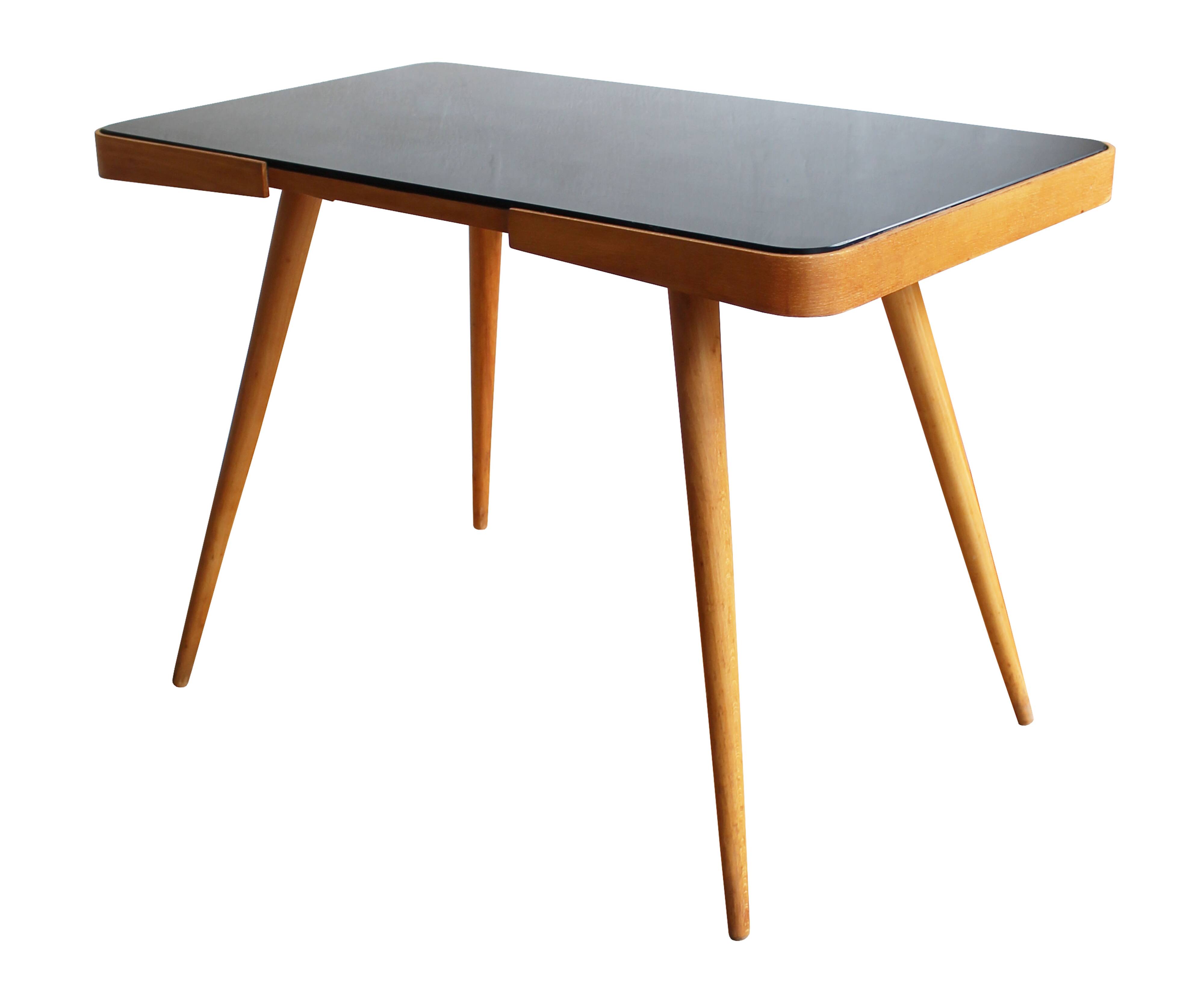 1960's Mid Century Coffee Table With a Black Opaxite Glass - Smaller version