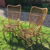 Pair of rattan armchairs