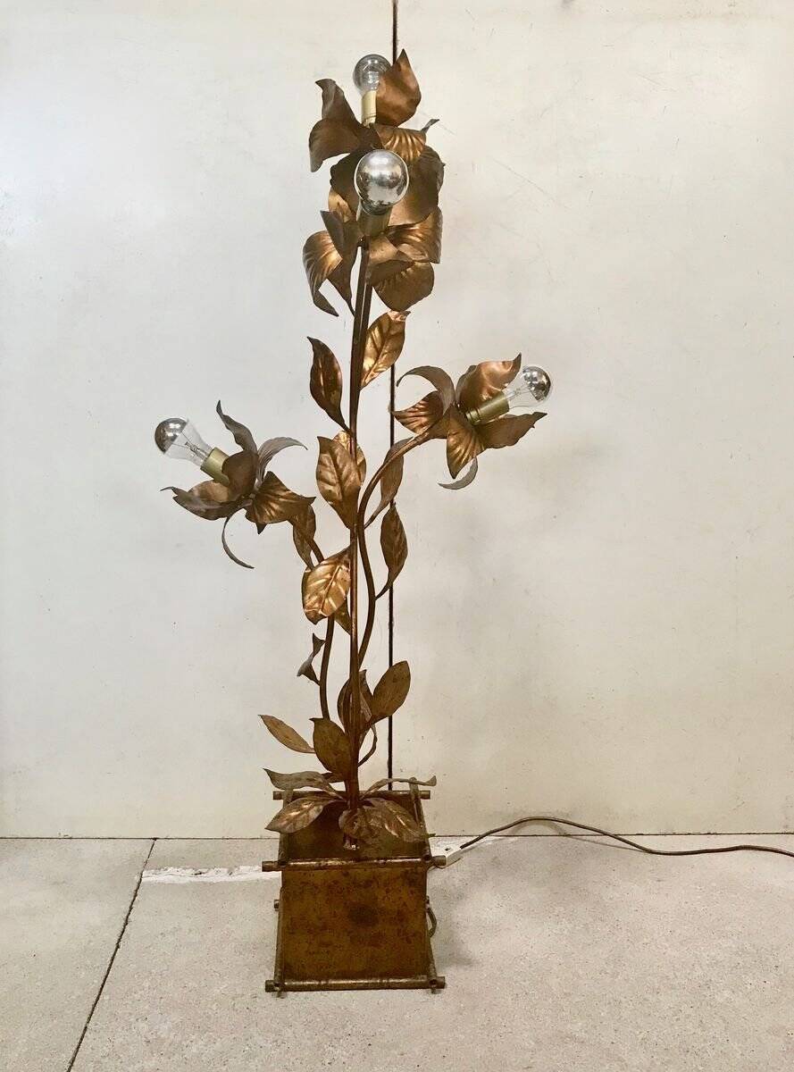 Gilded metal Florentine table or floor lamp by Hans Kögl, 1960s