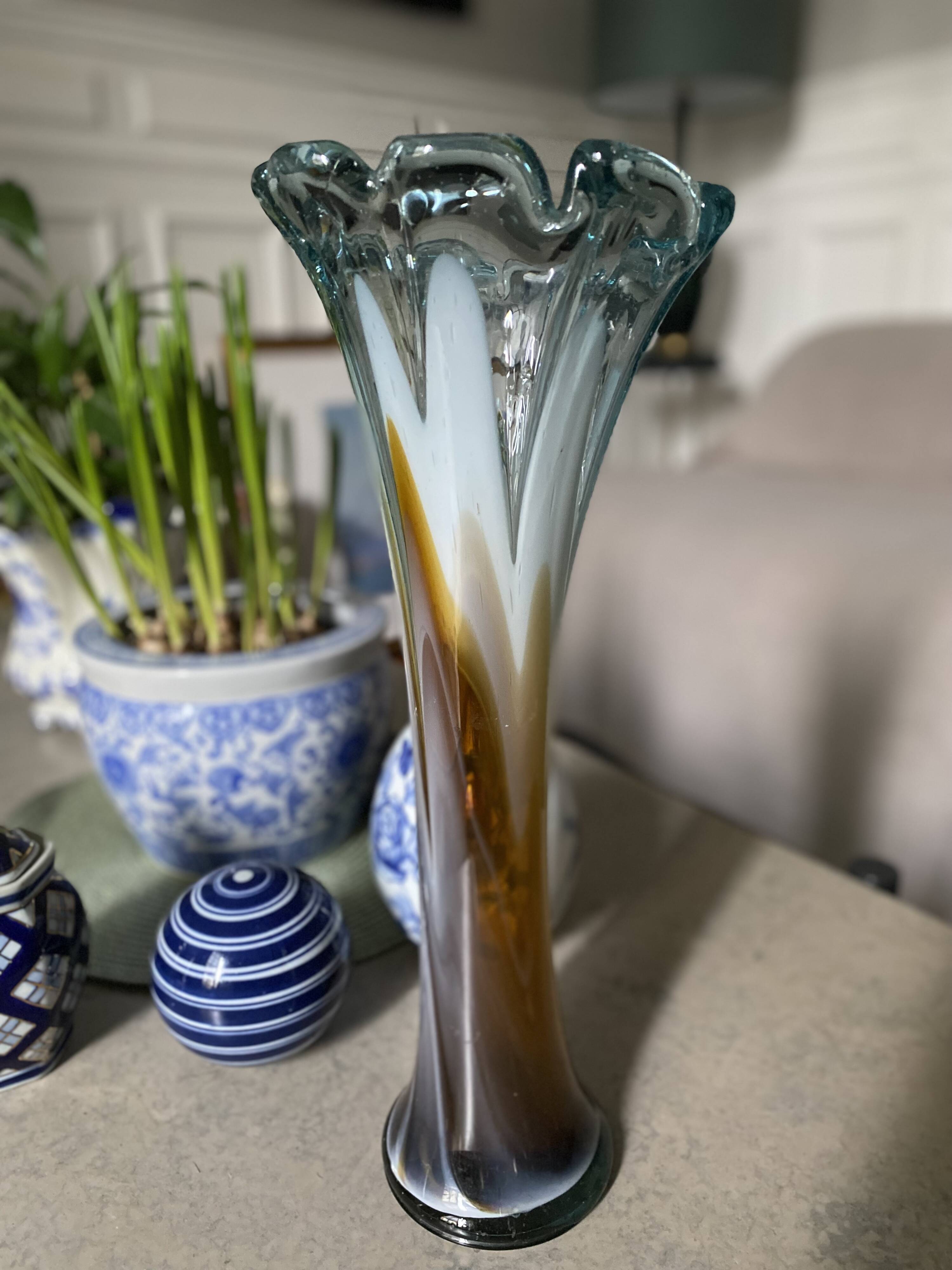Vase Murano bleu orangé
