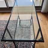 Wrought iron and glass side table