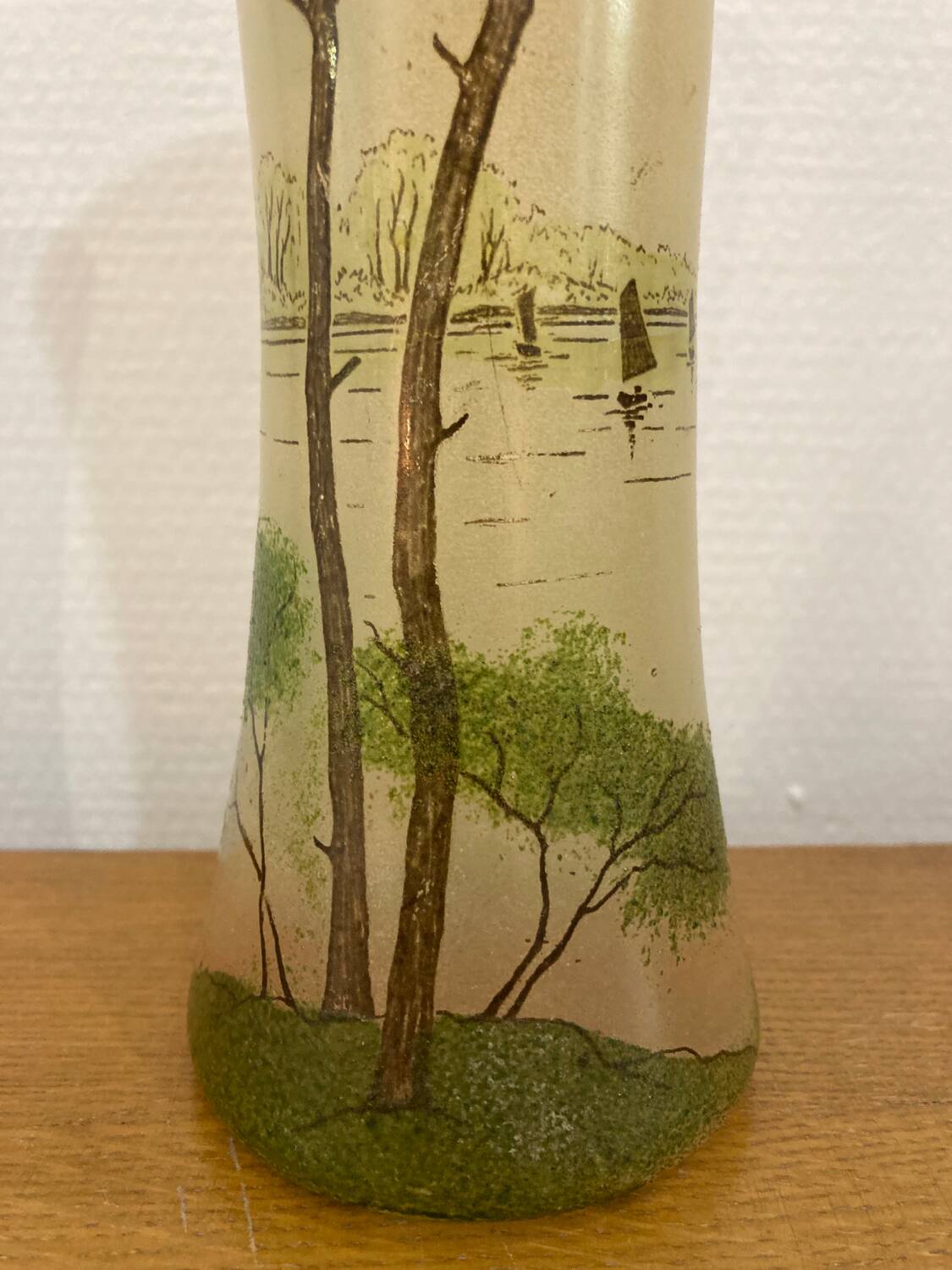 Enameled glass vase “lake landscape” François Théodore Legras
