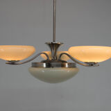 Art Deco Nickel-plating Chandelier, 1930s, Restored