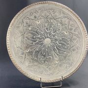 Circular Art Deco glass dish signed Lorrain, solid silver neck brace