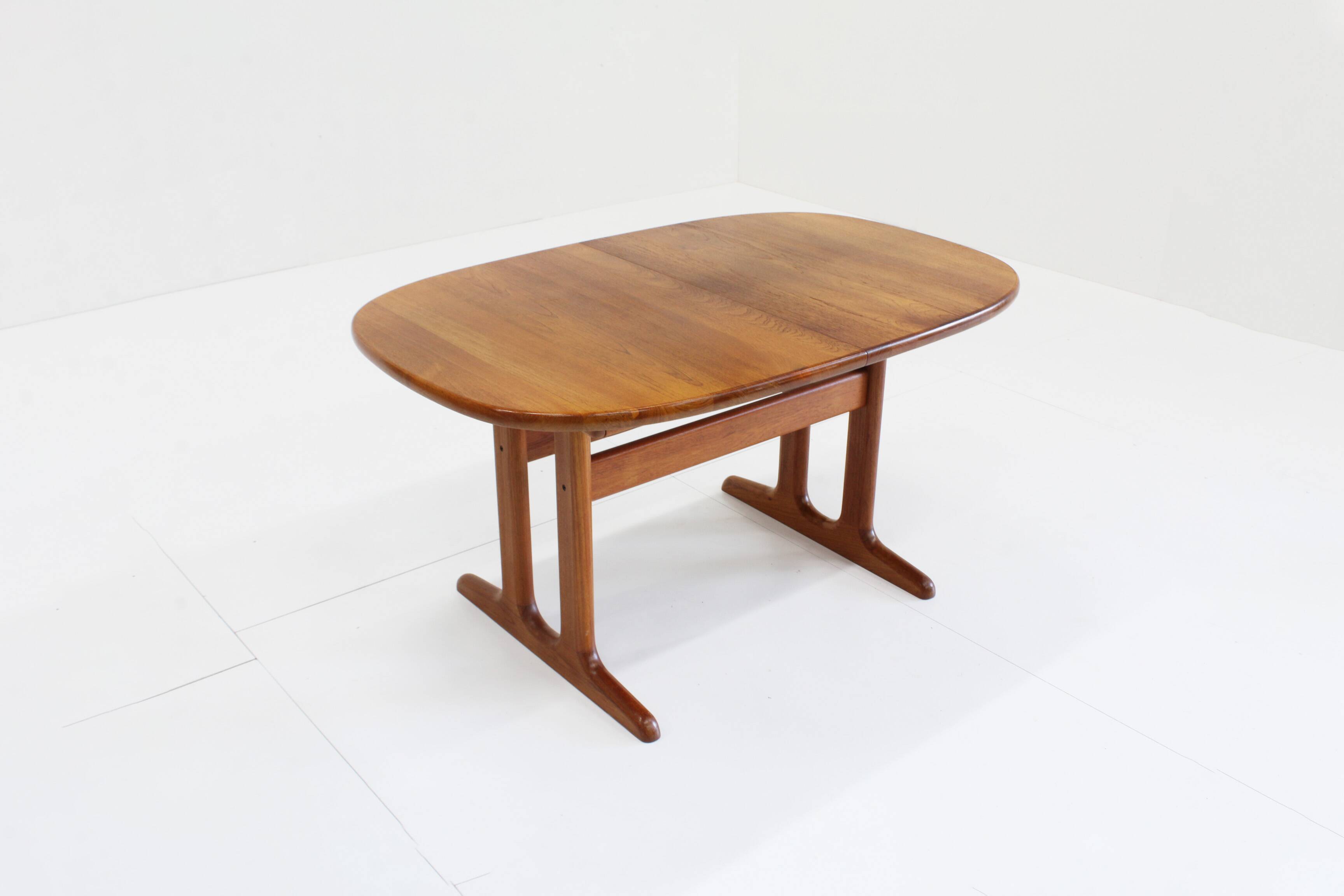 Vintage Glostrup Danish oval extendable dining table solid teak 1960s
