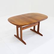 Vintage Glostrup Danish oval extendable dining table solid teak 1960s