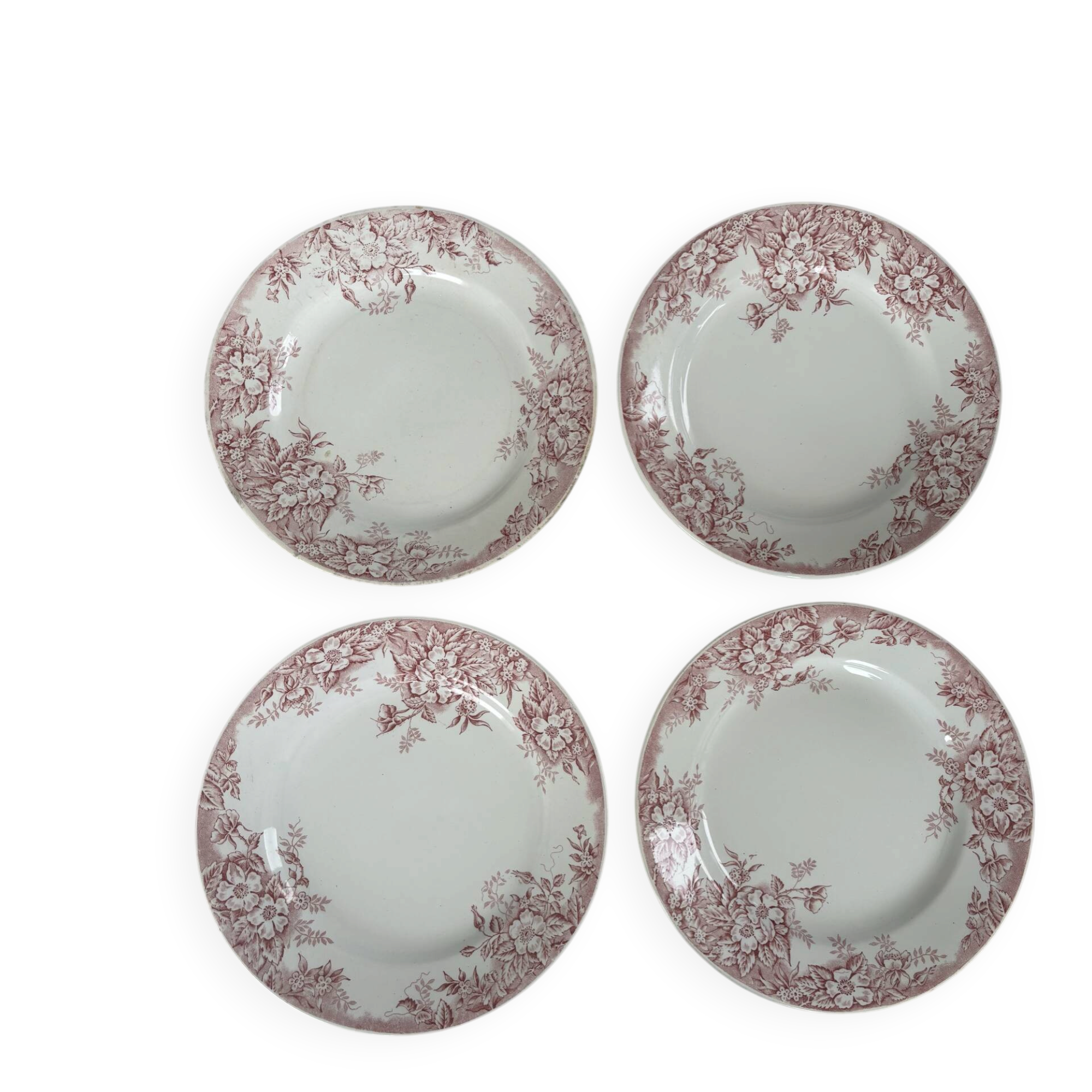 Old pink ironstone plate Eglantine Moulin des Loups