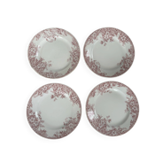 Assiette plate ancienne terre de fer rose Églantine Moulin des loups |