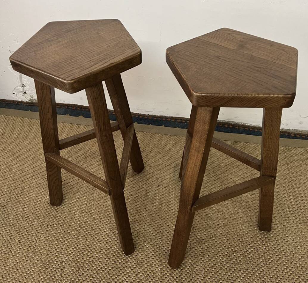 Pair of Vintage Brutalist Bar Stools