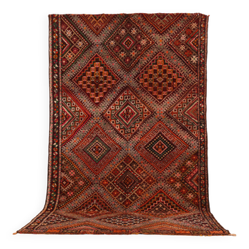 Tapis marocain vintage bourgogne 168 x 297 cm, tapis en laine berbère, tapis fait main
