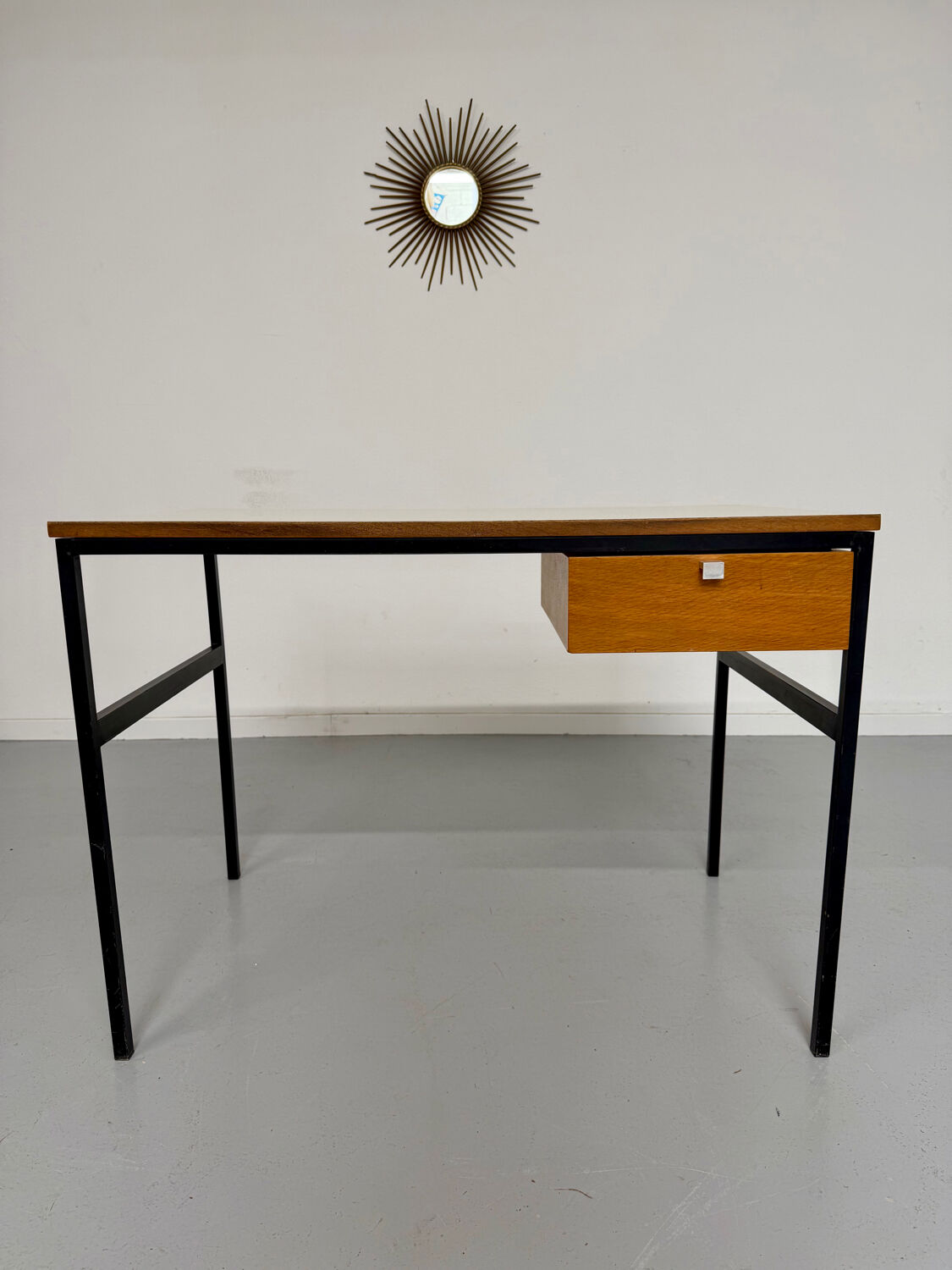 Vintage small desk designed by Pierre Paulin CM217 from the 1960s, wood and metal.