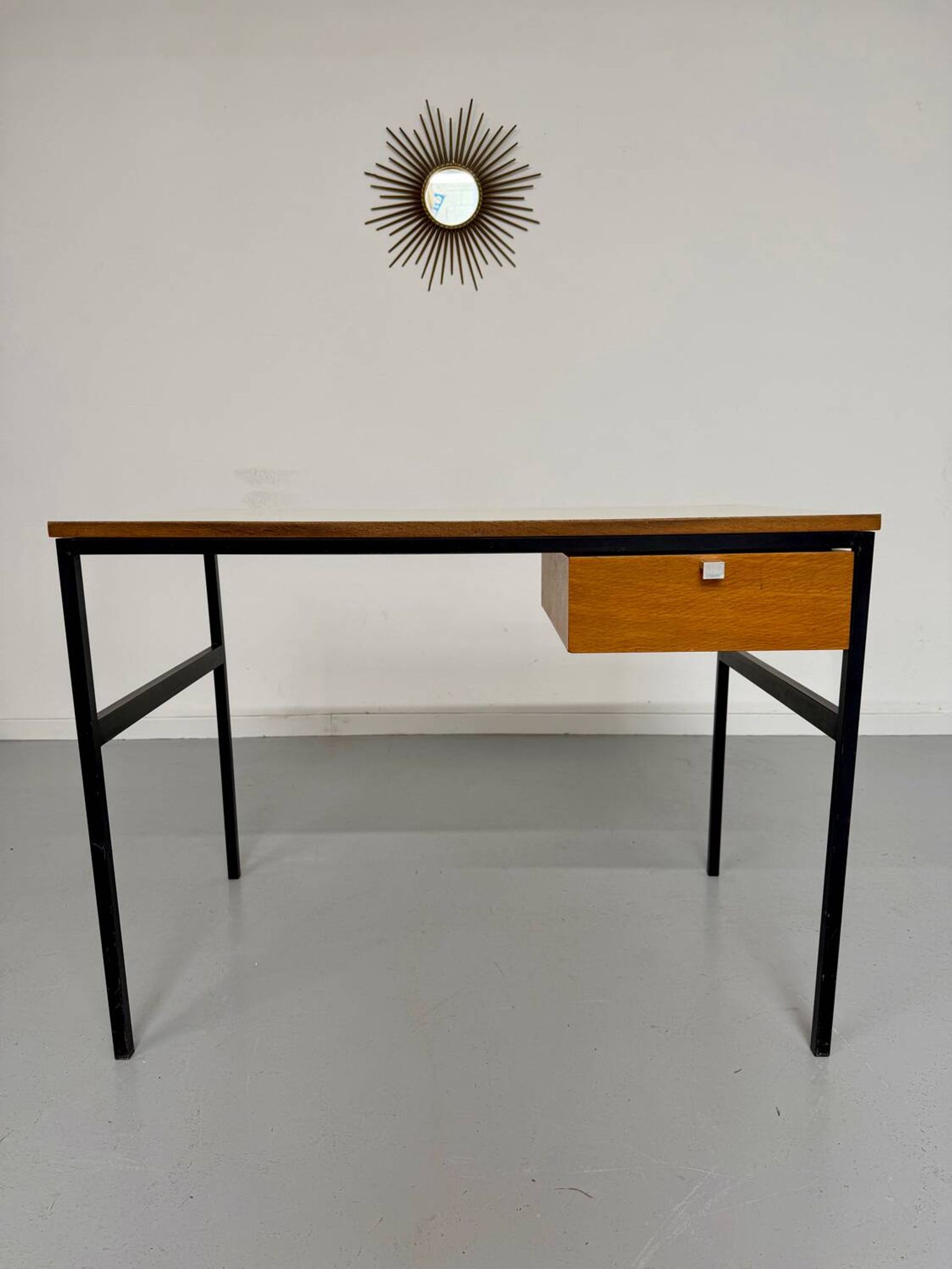Vintage small desk designed by Pierre Paulin CM217 from the 1960s, wood and metal.