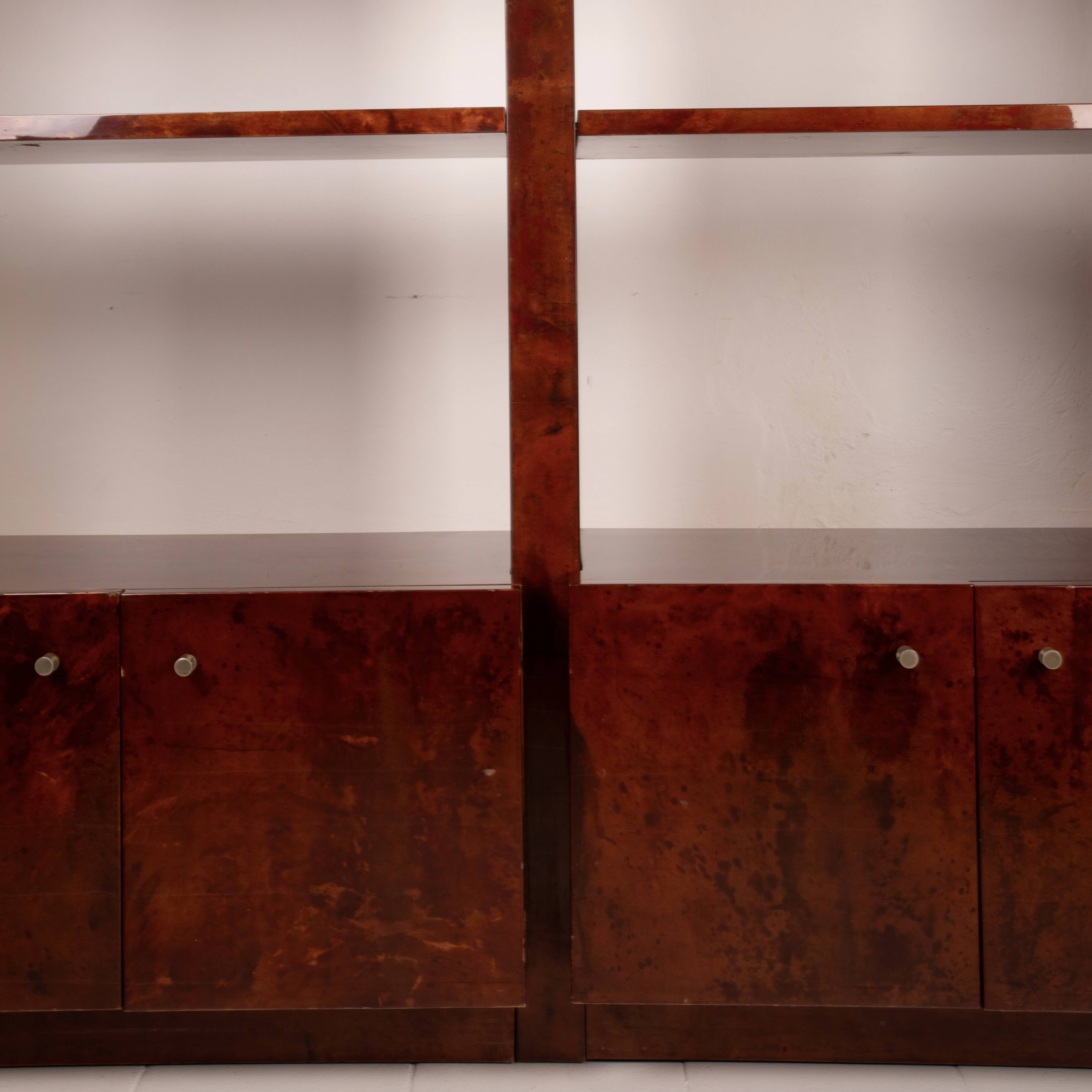 Parchment bookcase by Aldo Tura for Tura Milano 1960