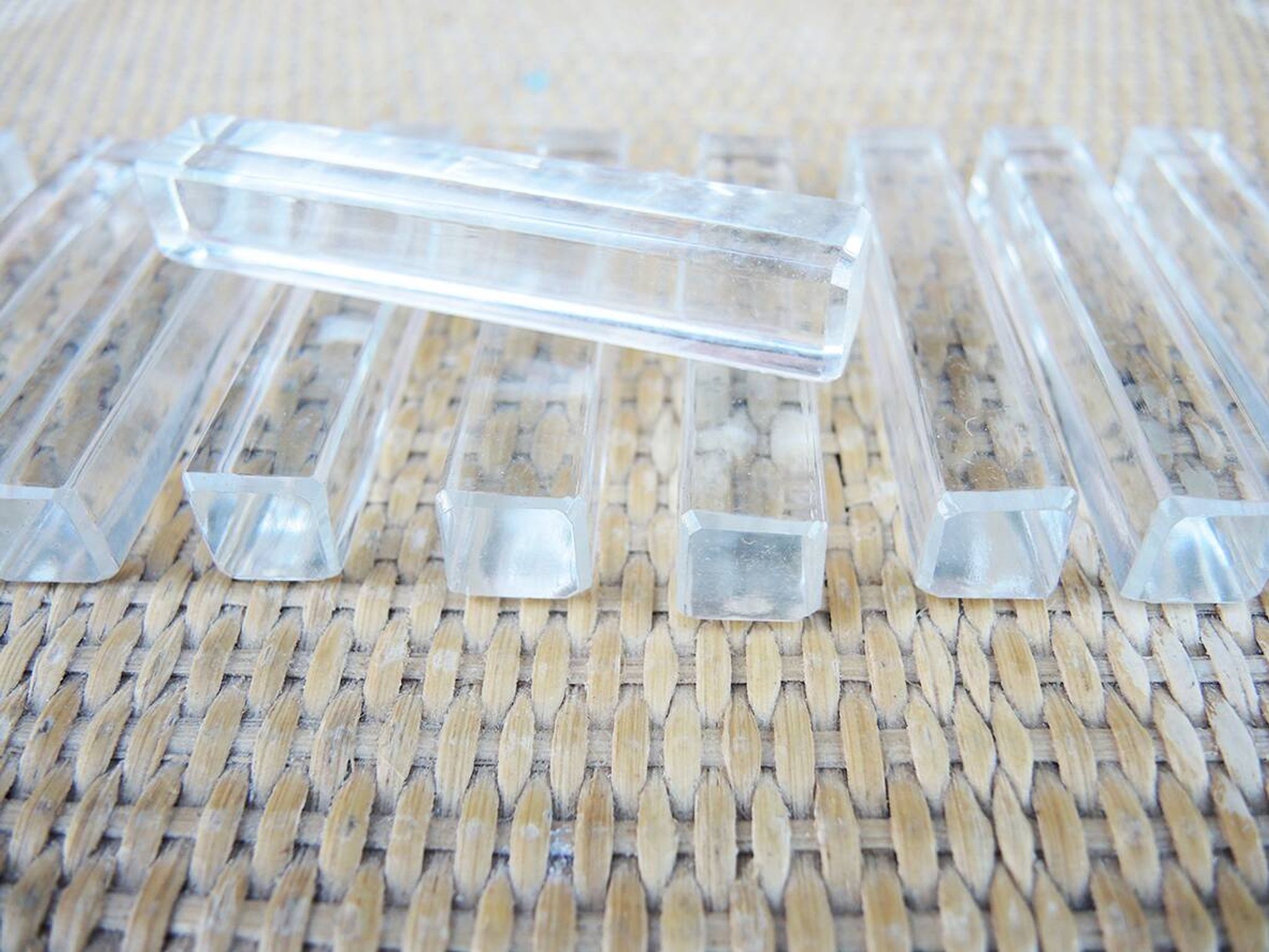 11 old rectangular crystal knife rests