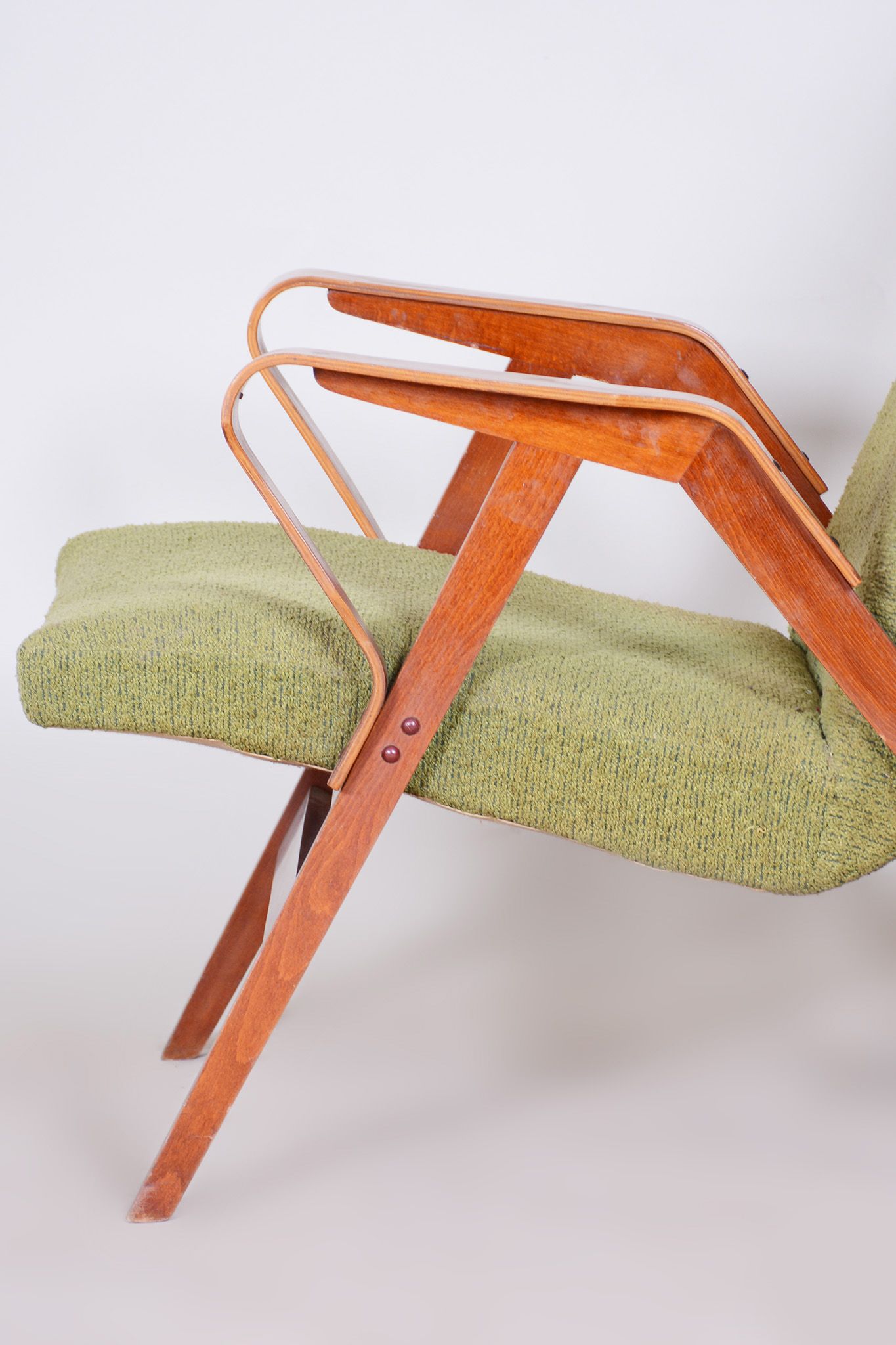 Original Mid-Century Green Beech Armchair, Tatra - Pravenec, Czechia, 1950s