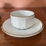 Four porcelain "bistro" cups and saucers
