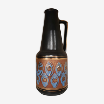 Ancient German ceramic carafe black and gold