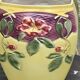 Yellow glazed ceramic slip vase with hawthorn pink flower motif