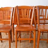 Ensemble de 6 chaises bistrot en bois Luterma 1950