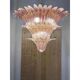 Luxury Pair of Pink “Palmette” Murano Glass Chandeliers in Mid-Century
