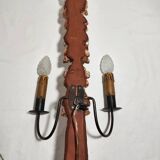 Aplique de pared de madera dorada. España, 1940s.