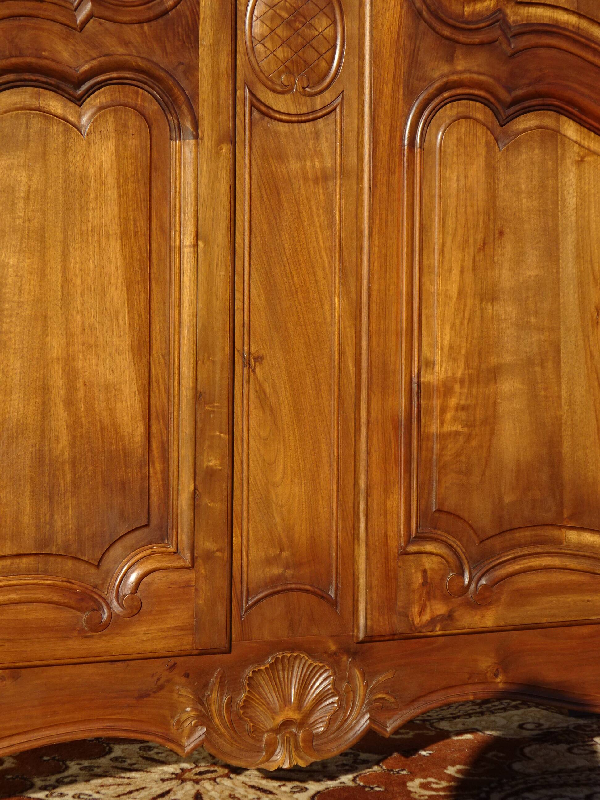 solid walnut wardrobe in Louis XV style