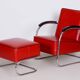 Set of Bauhaus Armchair with Foot Stool attributed to Mucke Melder, 1930s