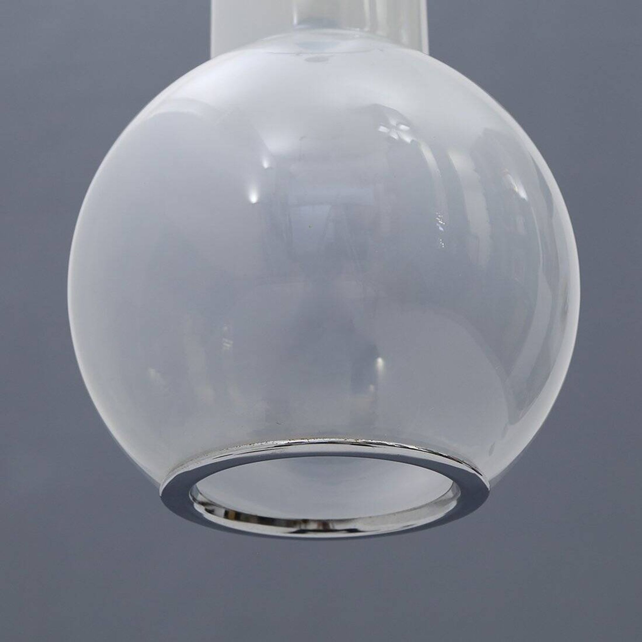 Glass and chrome metal ceiling light, 1970s