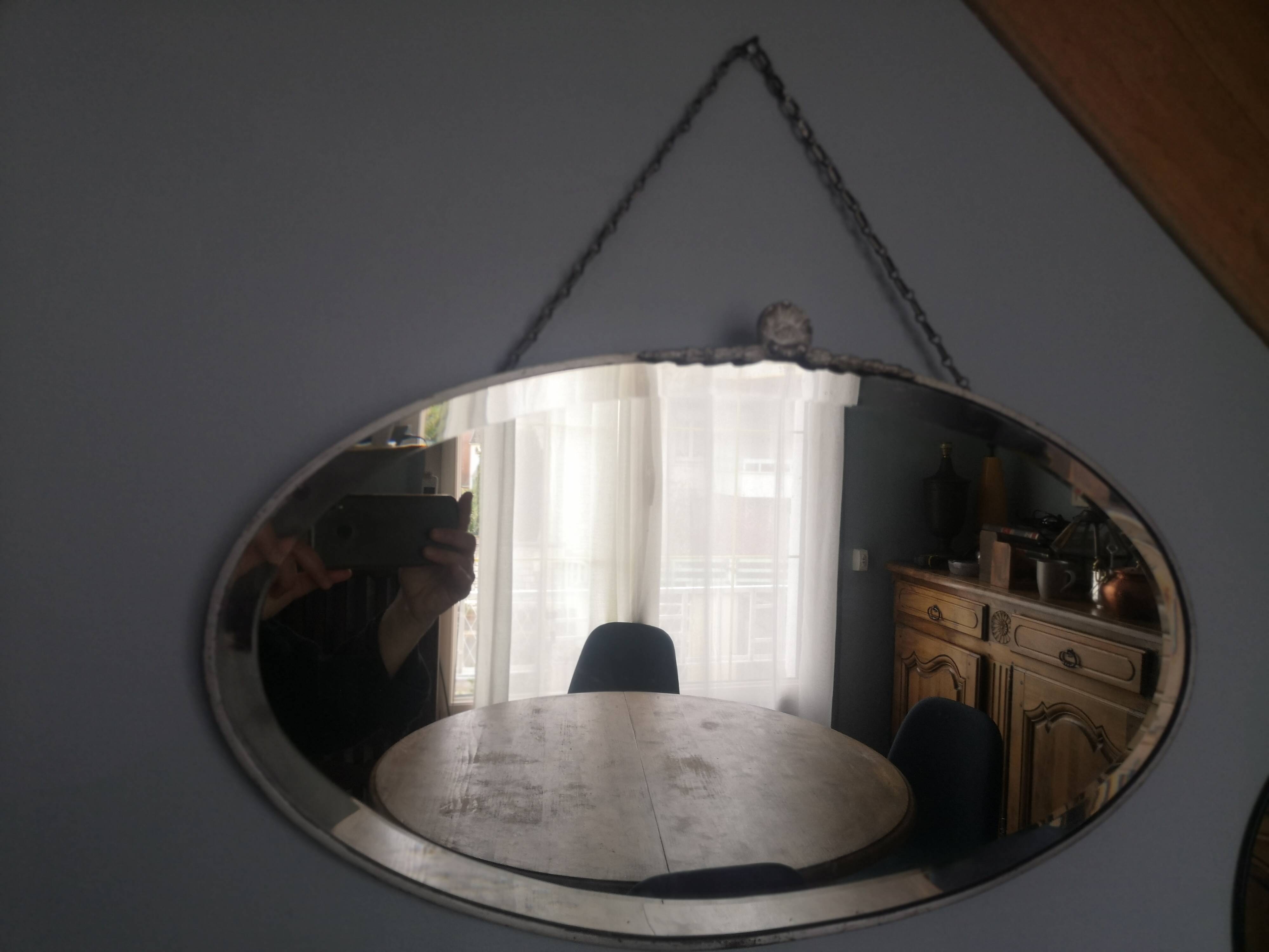 Old bevelled art deco mirror  61x34cm