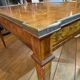 Louis XVI Directoire desk table richly inlaid, brass belt and 2 drawers, 19th century