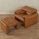 675 Maralunga armchair with ottoman by Vico Magistretti for Cassina, 1970s, original cognac brown leather