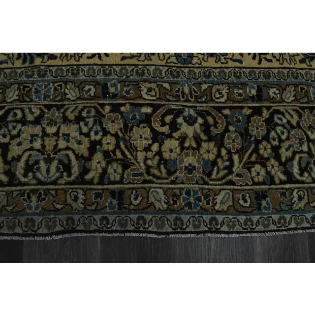 1970s Vintage Persian Handmade Wool Cotton Green Area Rug 265x368
