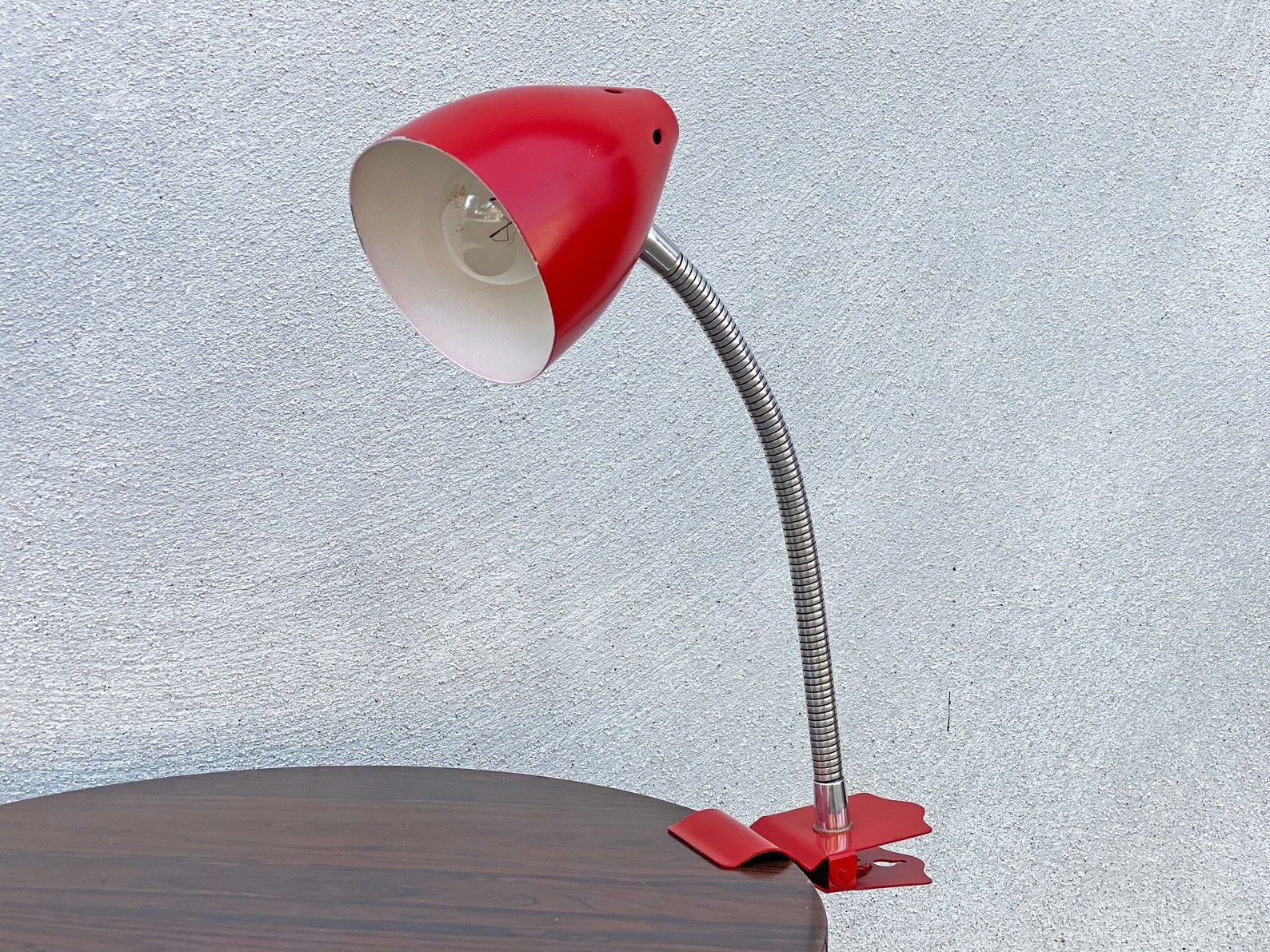 Vintage red hala zeist clamp spot lamp