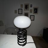 Modern Spiral Lamp Opaline Glass Chrome 1970s