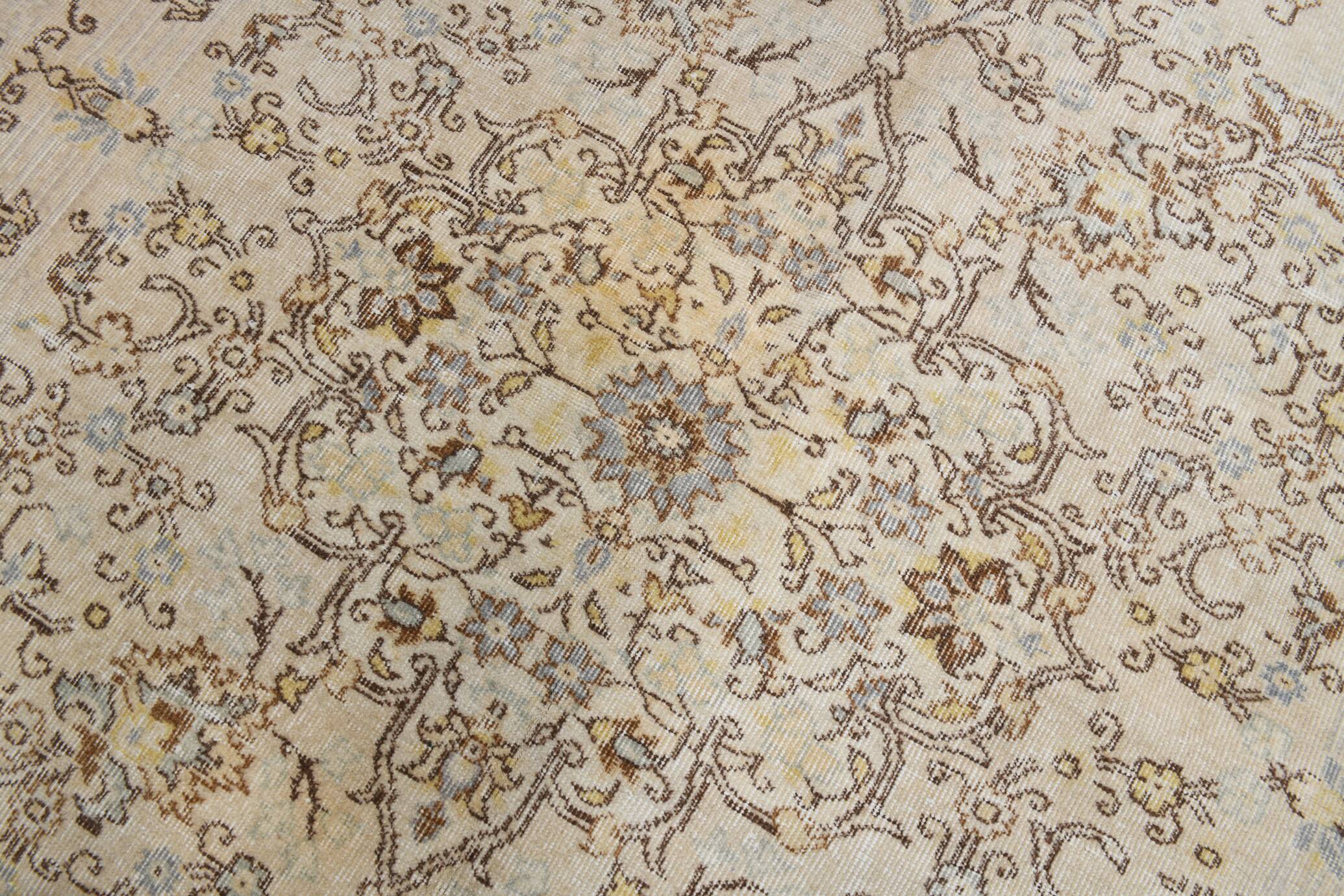 Tapis Turc Vintage Beige, Motif Floral, Tapis de Salon Classique, 170X275Cm