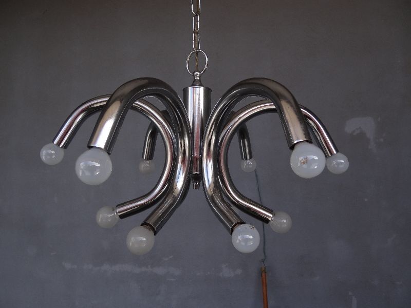 Chandelier design 1970 steel chrome