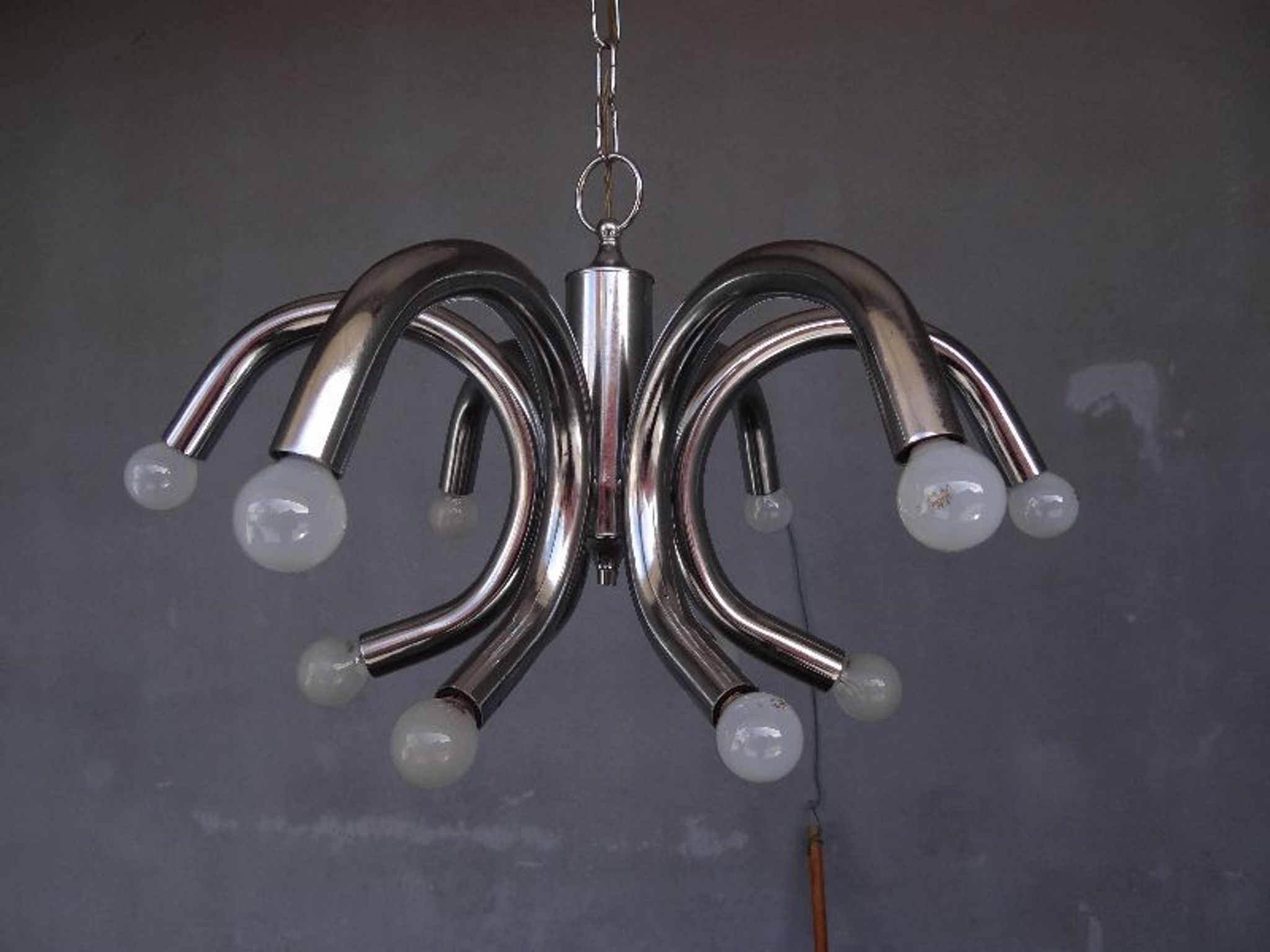 Chandelier design 1970 steel chrome