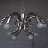 Lustre design 1970 en acier chromé
