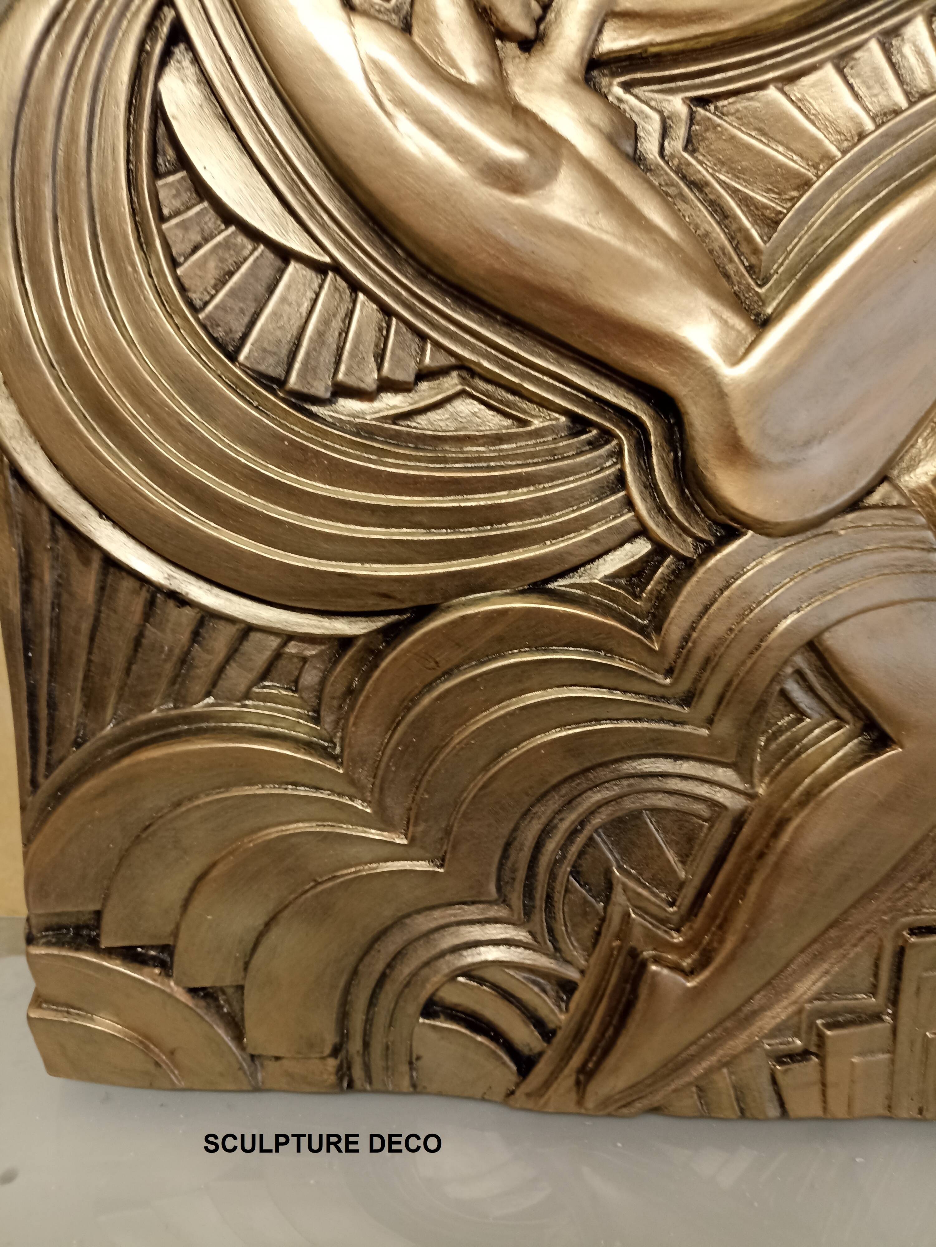 Large Art Deco bas-relief dancer "Folies bergère" after Maurice Picaud